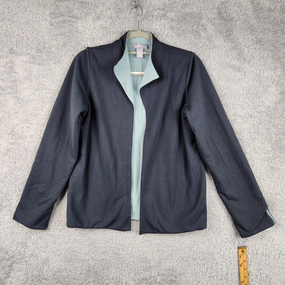 Vintage Modern Soul Jacket Womens Small Gray Knit Open Collarless Lined Office